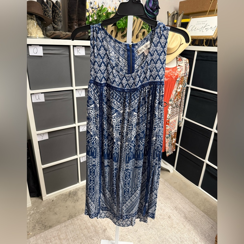 Knox Rose Navy and White Printed Sleeveless Dress